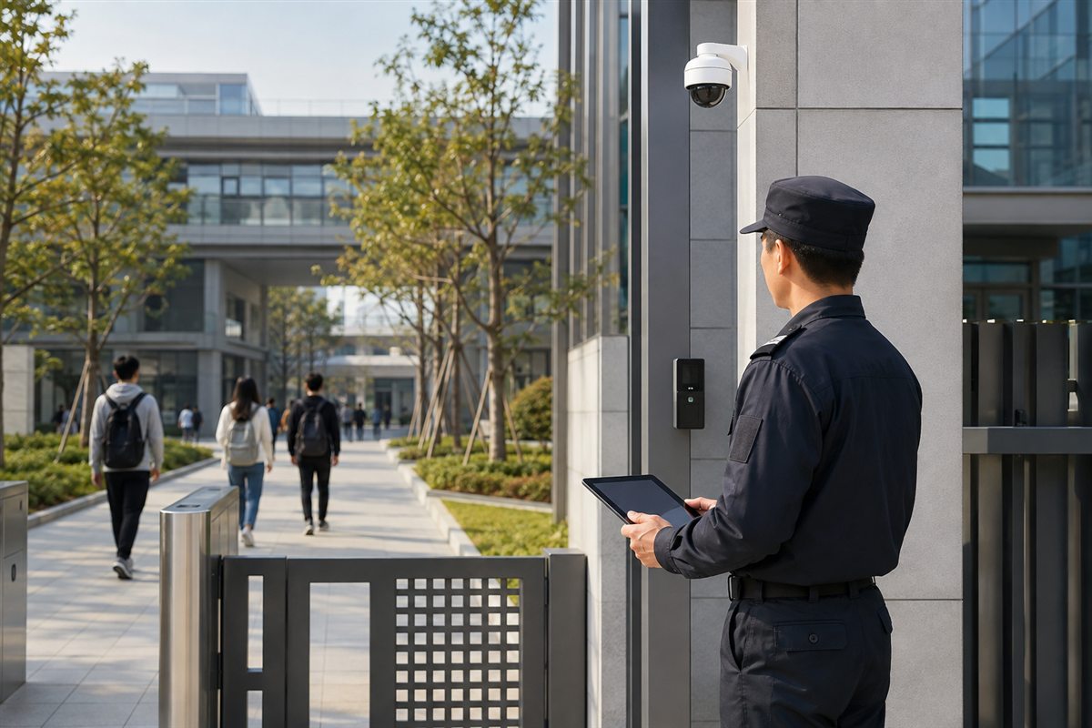 校园入口摄像机、门禁与安保人员协同值守