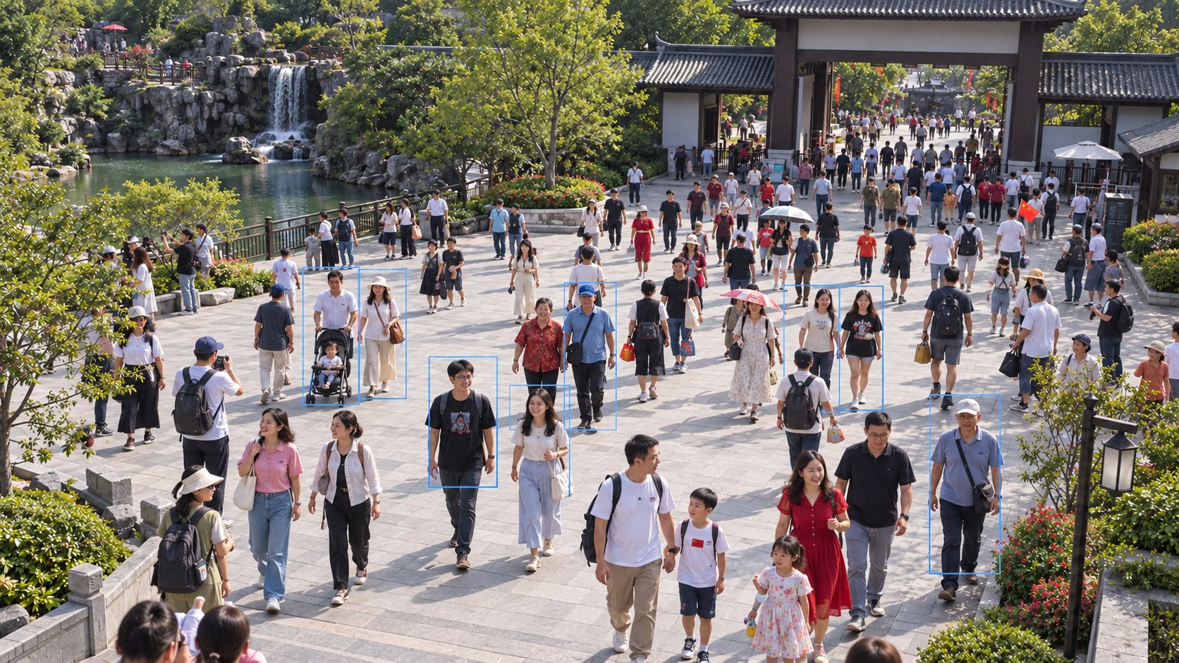景区广场双向游客人流与视频计数框